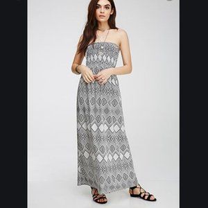 Strapless Tribal Print Maxi Dress